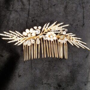6. Guldfärgat Hårsmycke,  kam med pärlor & stenar